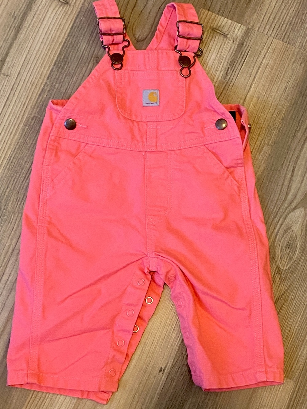 Carhartt Coral Pink Toddler Overalls with Adjustable Straps